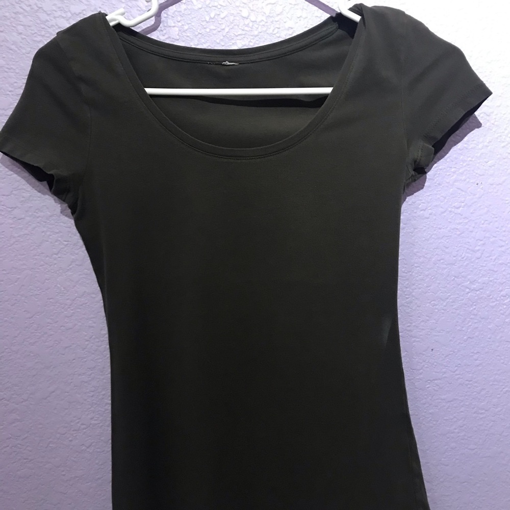 Green scoop neck